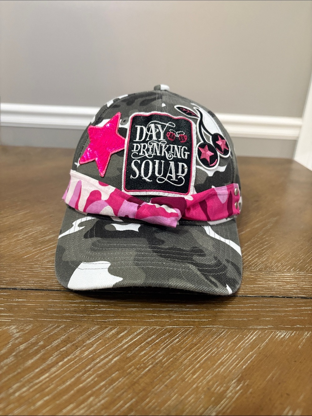 Day Drinking Squad Pink & Gray Camo Cap